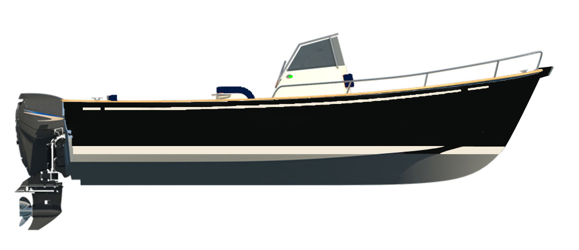 bateau moteur carène puissance : 23 Open Couleur noir plan technique